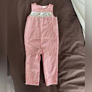 Baby BODEN Easter Seersucker Stripe One Piece 18-24 Months Bunnies Spring Red